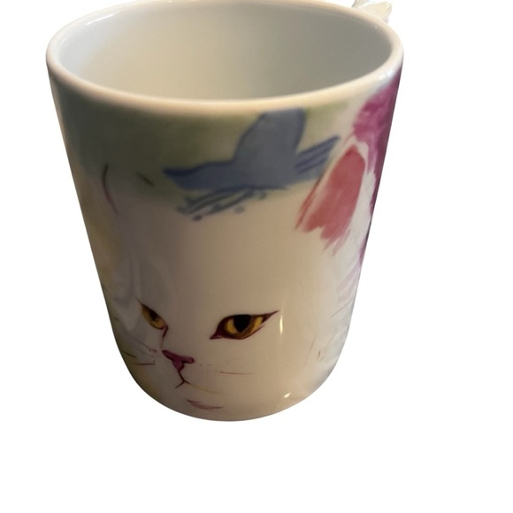 Cat Mug Pink Blue Floral Kitty Handle 1985 Minou-ettes Coeur Vintage Portugal - Picture 7 of 7
